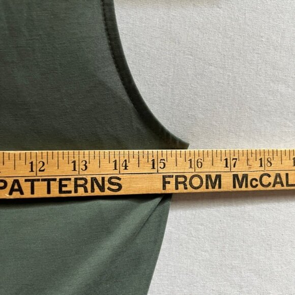 Workhall Sage Green Draped crisscross halter Ruched Asymmetrical Dress Sz S - Picture 11 of 11